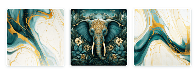 Digital Wall Art of elephant in teal and gold 
